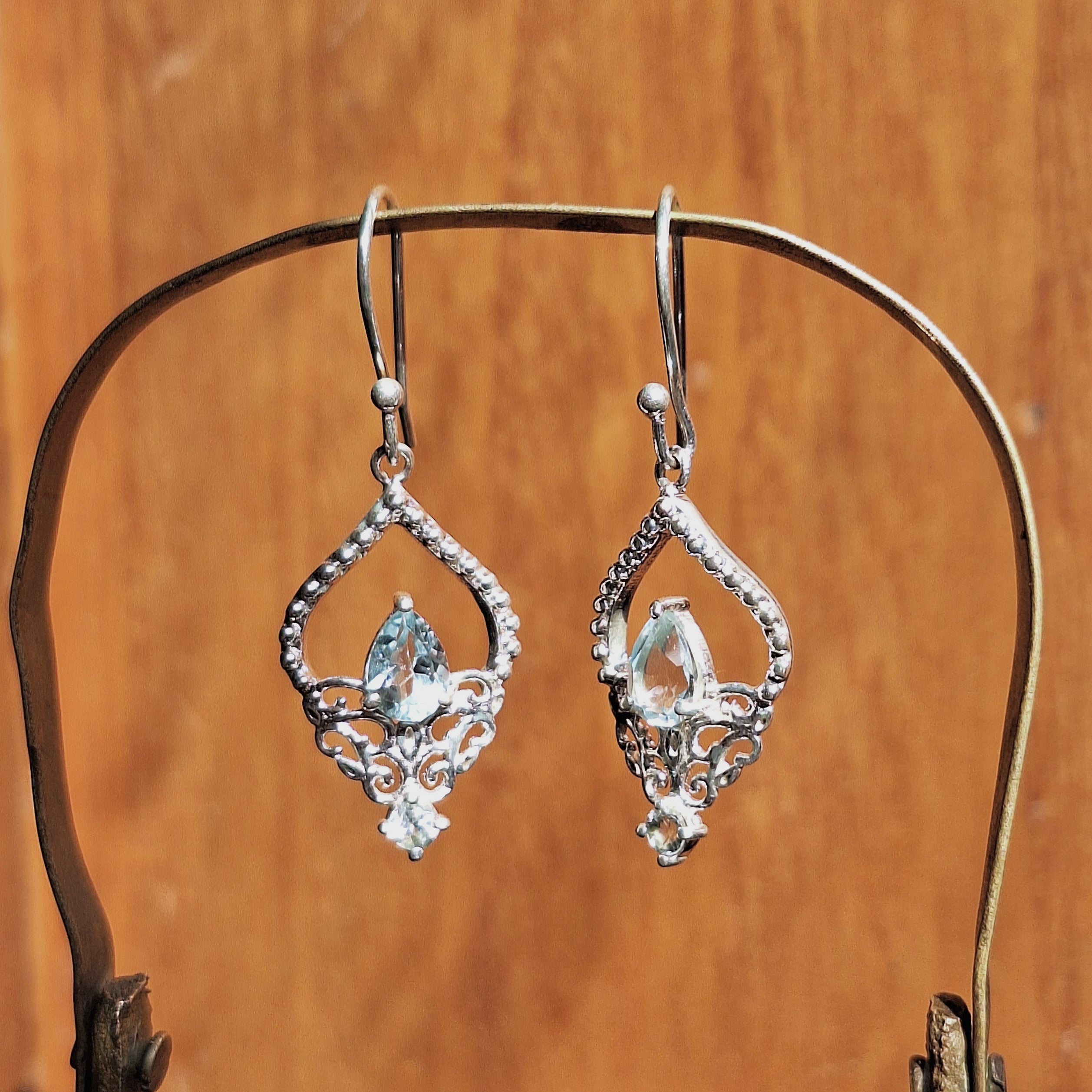 Blue Topaz Faceted Chandelier Earrings