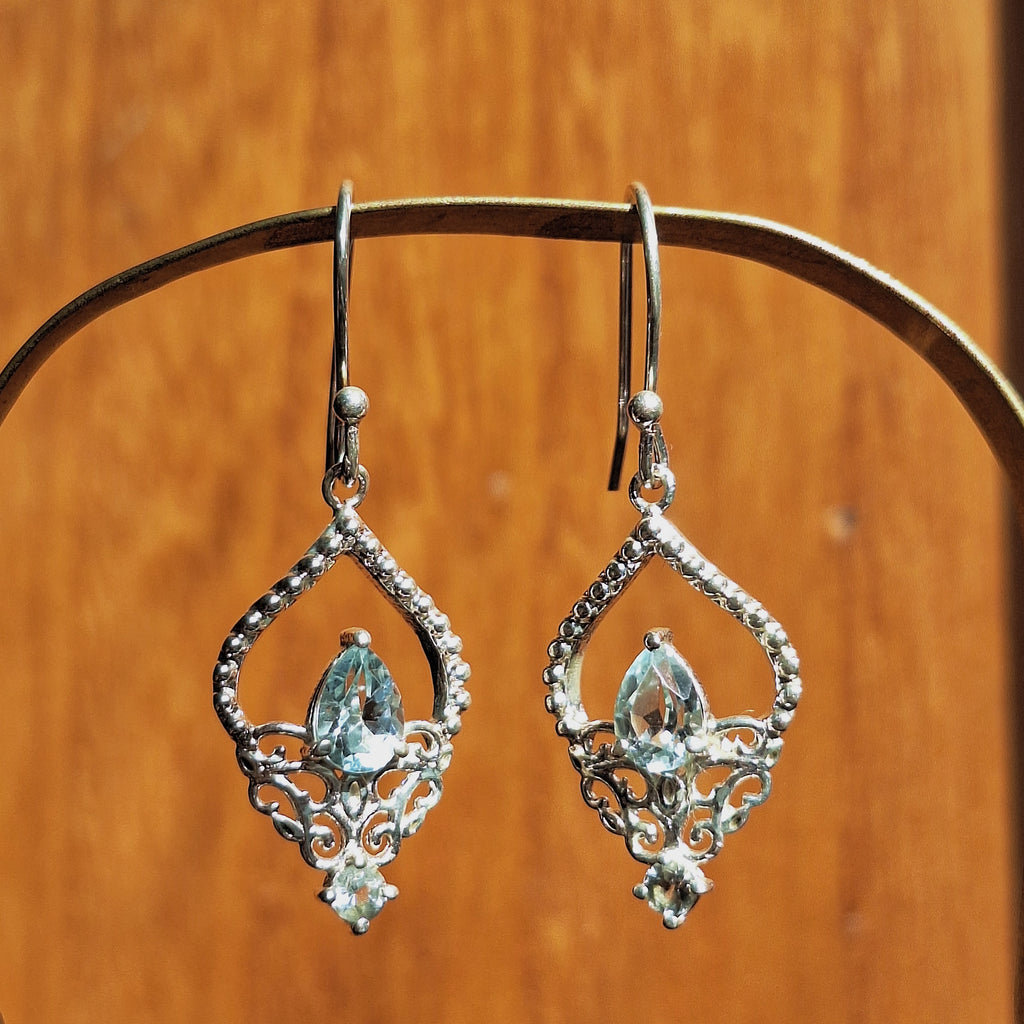 Blue Topaz Faceted Chandelier Earrings