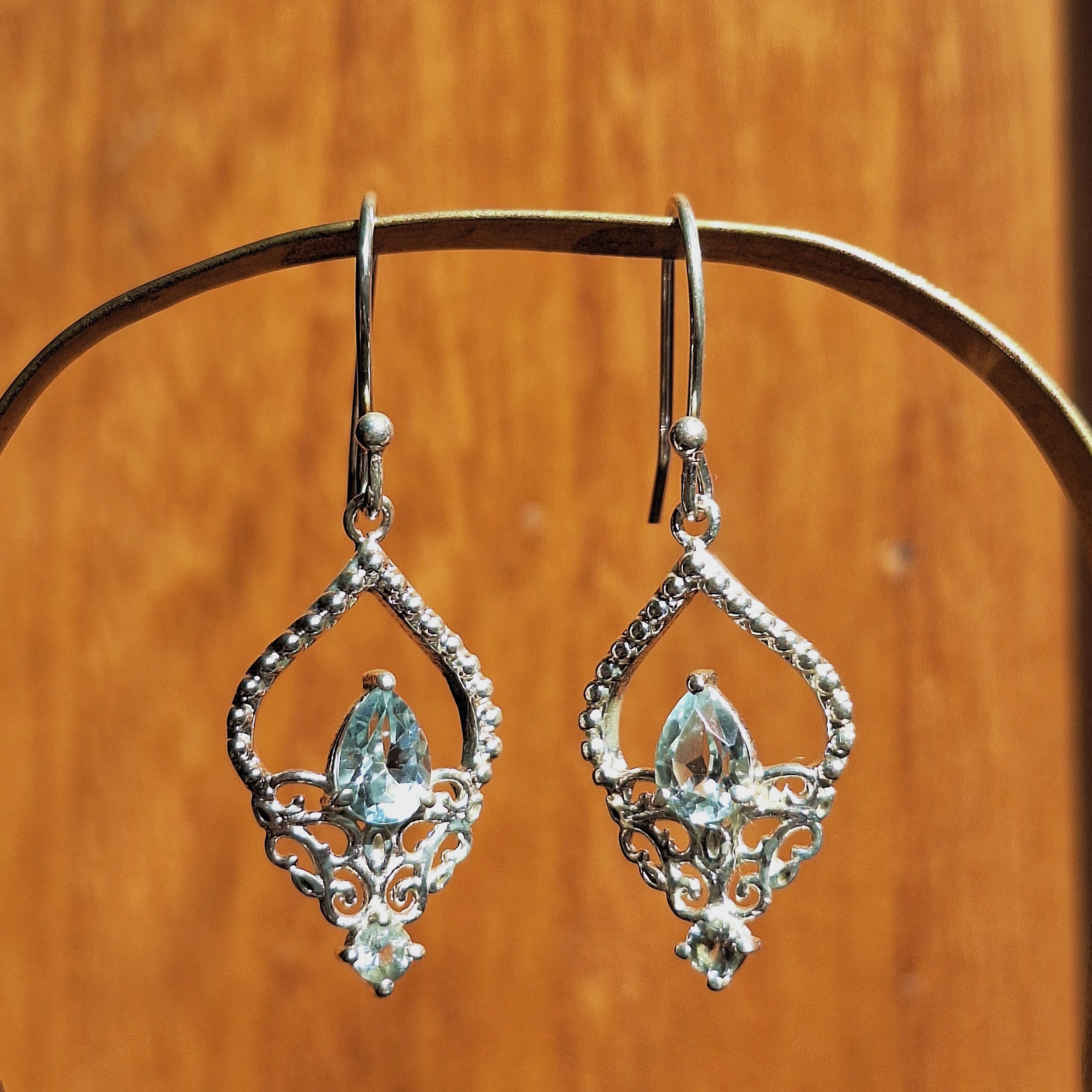 Blue Topaz Faceted Chandelier Earrings