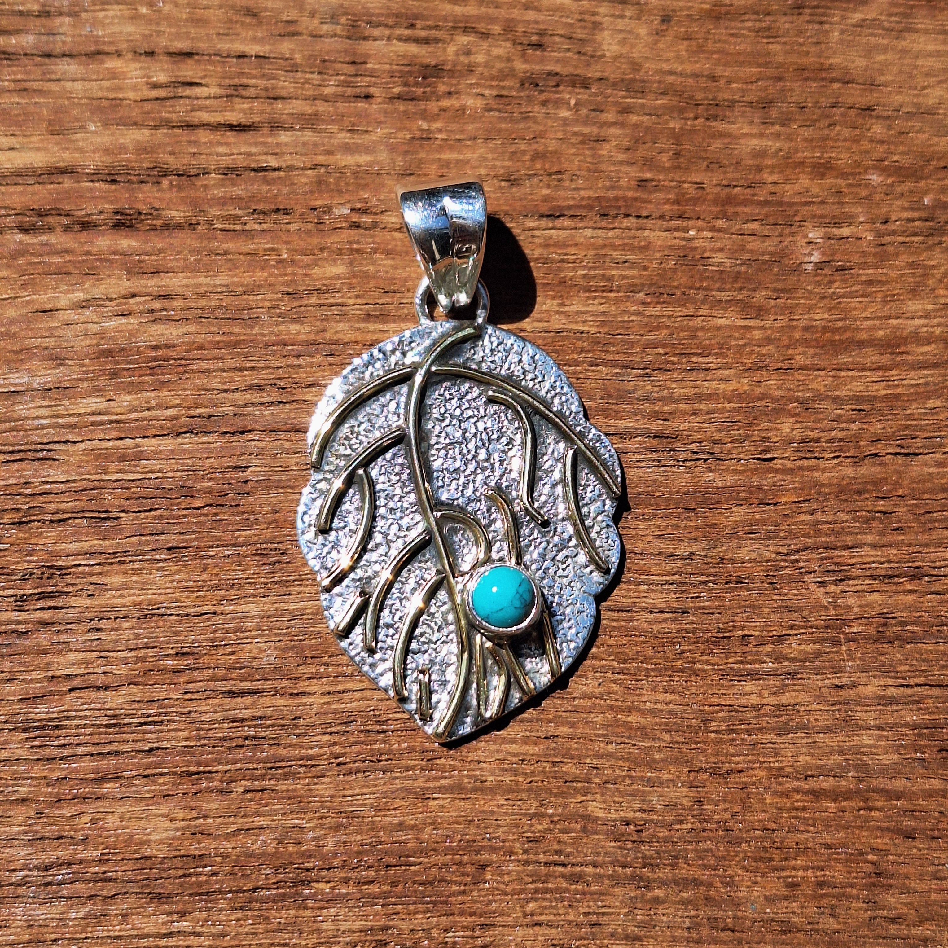 Turquoise Cabochon Leaf Pendant