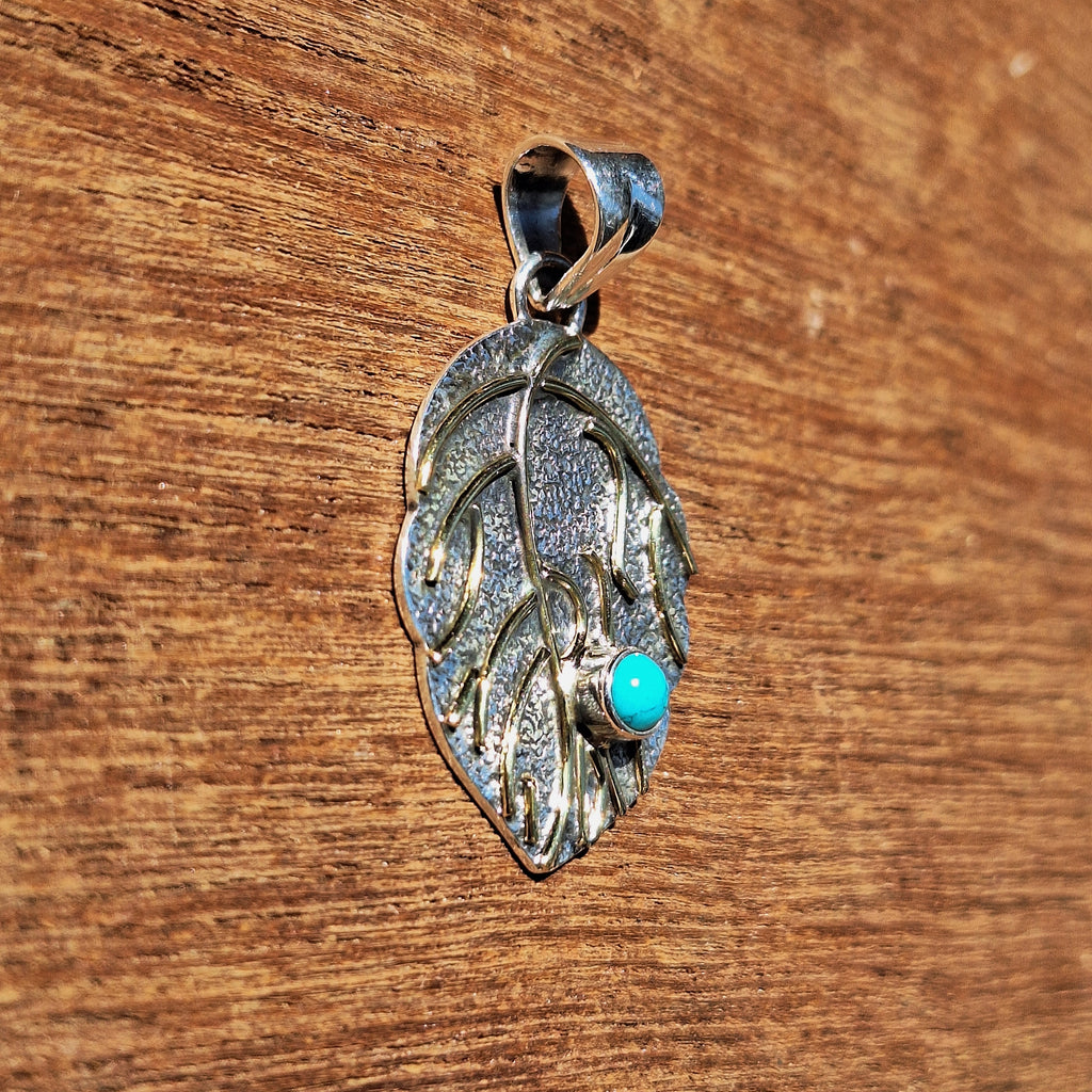 Turquoise Cabochon Leaf Pendant