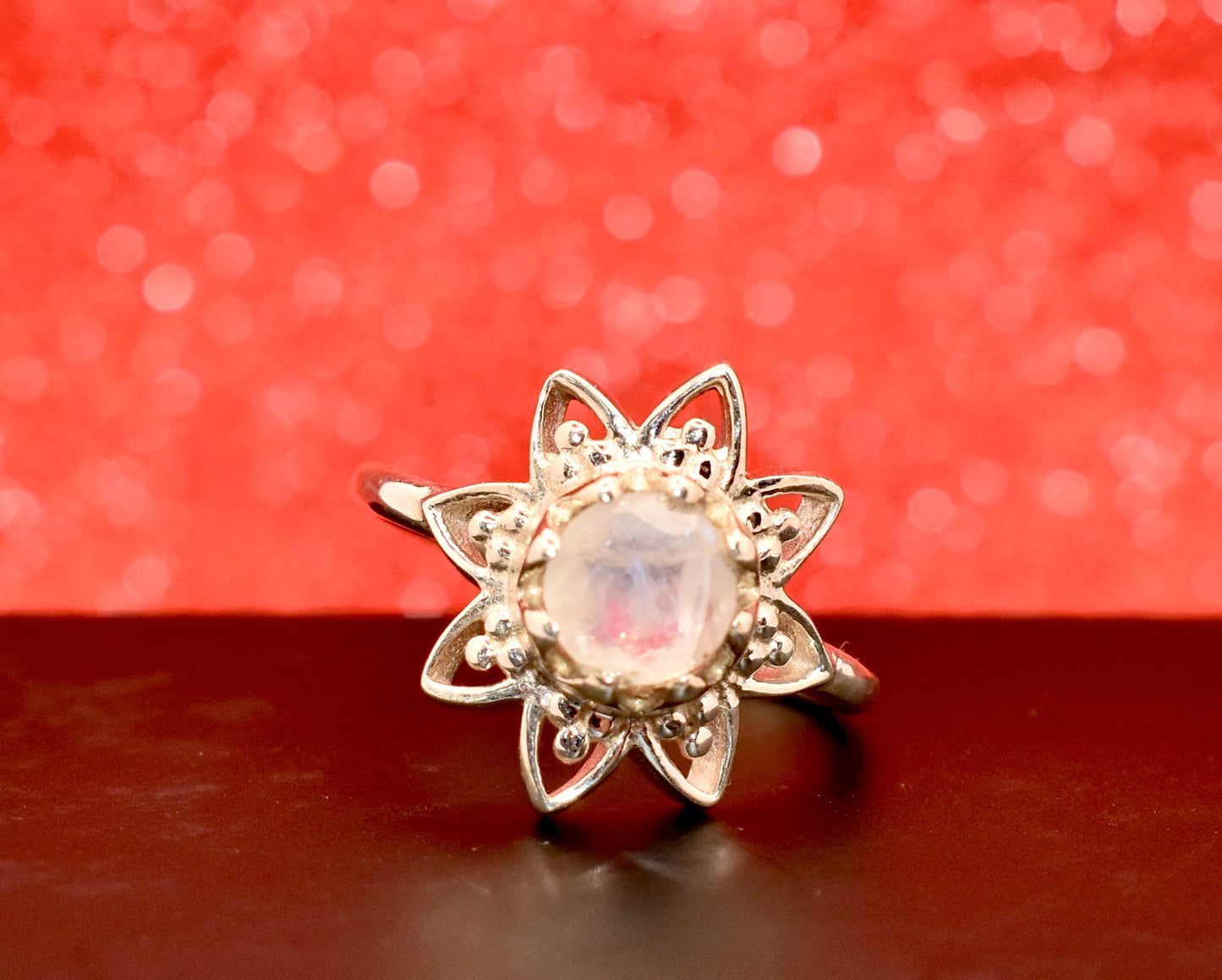 Moonstone Flower Ring