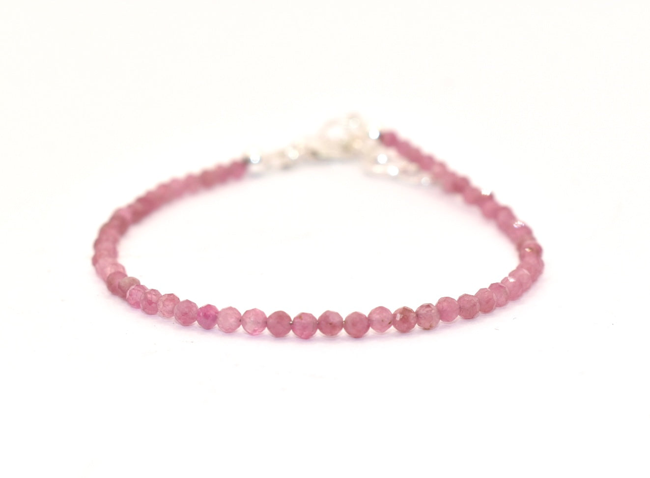Pink Tourmaline Micro Cut Bead Bracelet