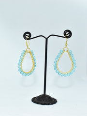 Blue Topaz Beaded Hoop Earrings