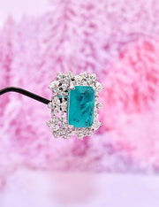 Aqua Chalcedony & CZ Statement Earrings