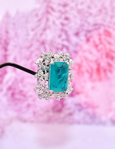 Aqua Chalcedony & CZ Statement Earrings