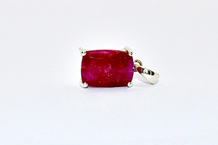 Premium Grade natural Ruby pendant with a vibrant fuchsia colour, set in 925 silver.