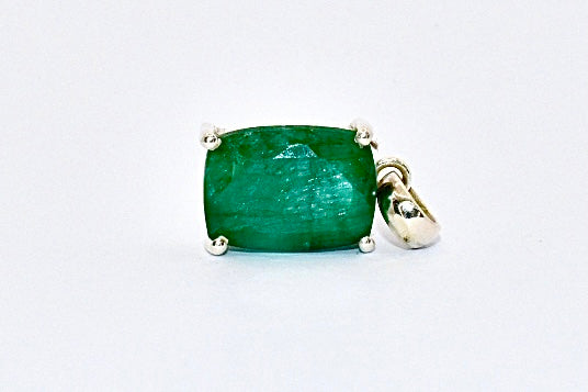 Premium Grade natural Emerald pendant with a deep forest green colour, set in 925 silver.