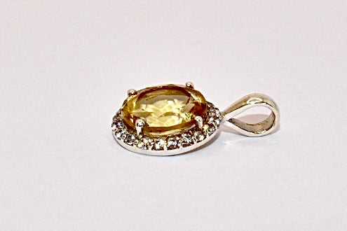 Premium Grade natural Citrine and CZ pendant with a bright and sunny colour, set in 925 silver.