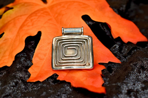Square Geometric Silver Pendant