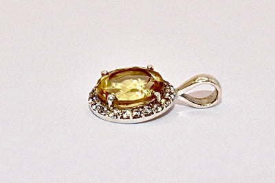 Premium Grade natural Citrine and CZ pendant with a bright and sunny colour, set in 925 silver.