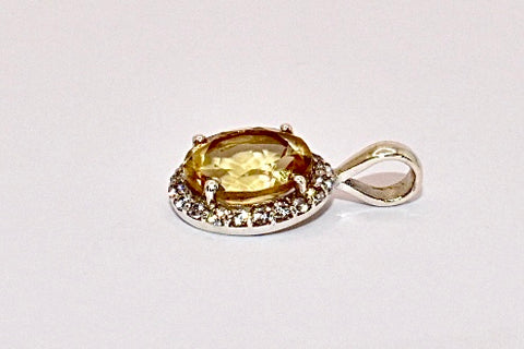 Premium Grade natural Citrine and CZ pendant with a bright and sunny colour, set in 925 silver.
