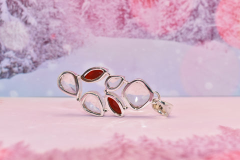 Garnet & Clear Quartz Geometric Pendant