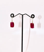 Ruby Premium Gemstone Oblong Drop Earrings