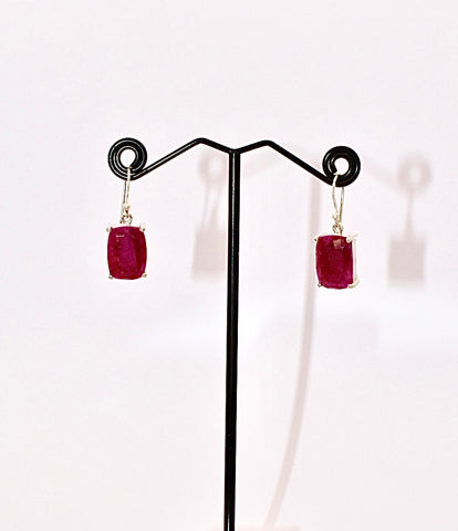 Ruby Premium Gemstone Oblong Drop Earrings