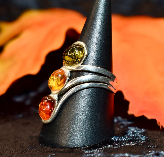 Large Tricoloured Amber Ring
