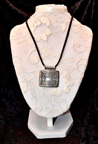 Square Geometric Silver Pendant