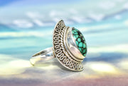 Turquoise Ring with Silver Side Detail
