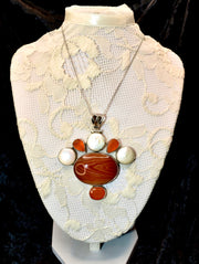 Carnelian & Mother of Pearl Statement Pendant