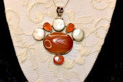 Carnelian & Mother of Pearl Statement Pendant