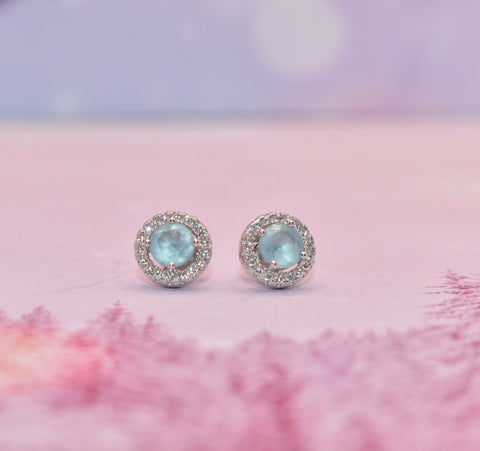 Blue Topaz & CZ Studs