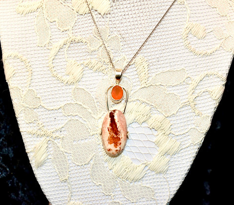 Orange Australian Opal and Carnealian Pendant.