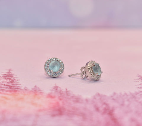 Blue Topaz & CZ Studs