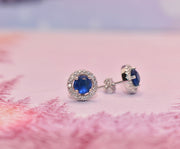 Blue Siberian Quartz & CZ Studs