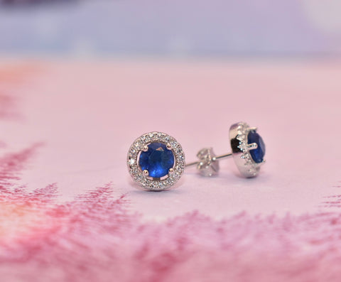 Blue Siberian Quartz & CZ Studs