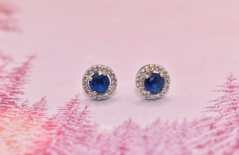 Blue Siberian Quartz & CZ Studs