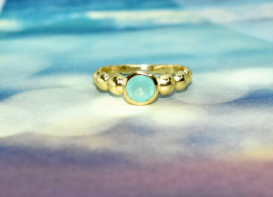 Aqua Chalcedony Gold Ring