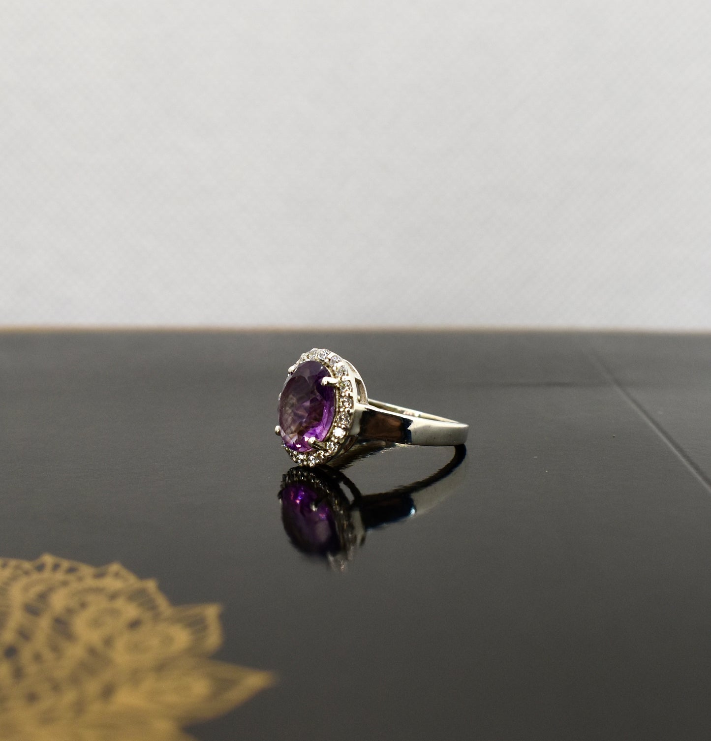 Amethyst Premium Gemstone Oval Ring