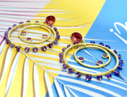 Amethyst & Pink Topaz Gold Hoop Earrings