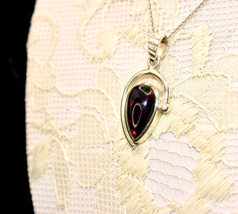 Black Opal Drop Pendant