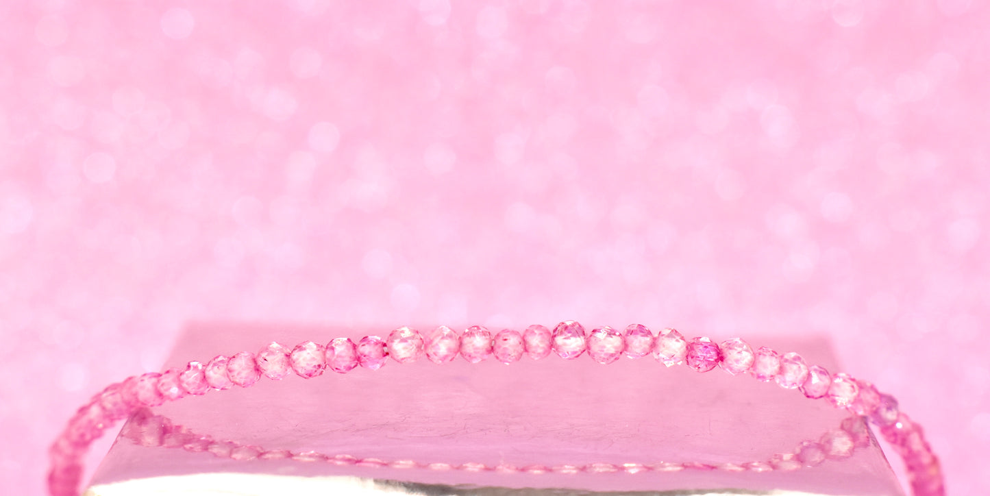 Pink Topaz Micro Cut Bead Bracelet