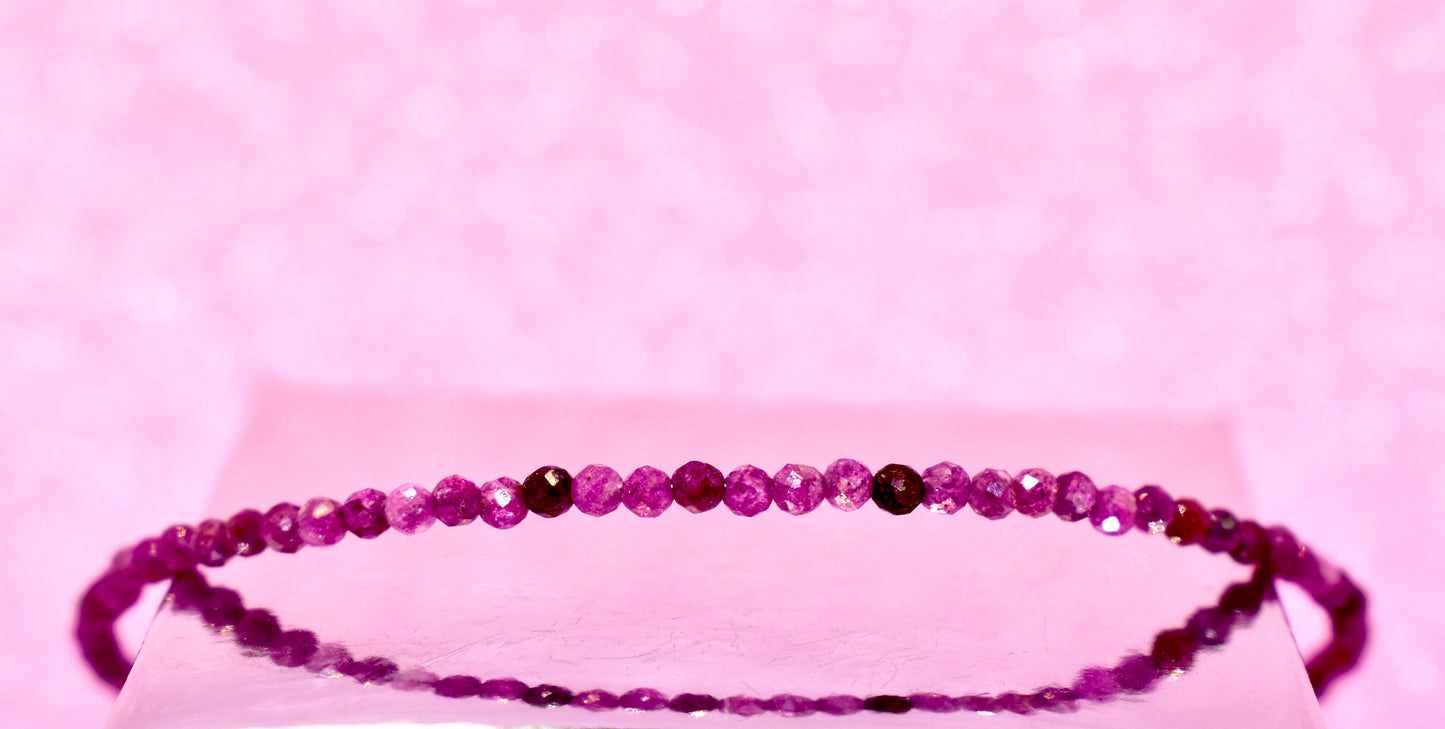 Ruby Micro Cut Bead Bracelet