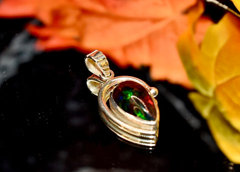 Black Opal Drop Pendant