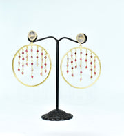 Rose Quartz & Rhodochrosite Hoop Earrings