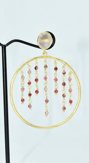 Rose Quartz & Rhodochrosite Hoop Earrings