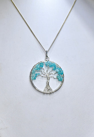 Blue Topaz Tree of Life Pendant