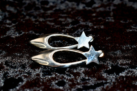 Silver Star Drop Earrings
