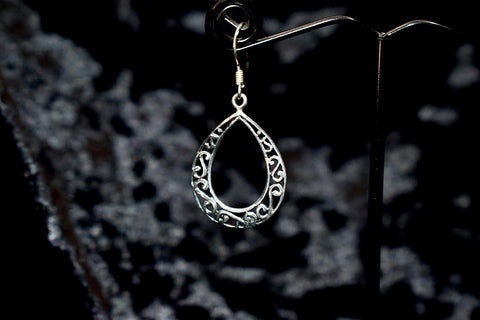 Silver Pattern Drop Earrings