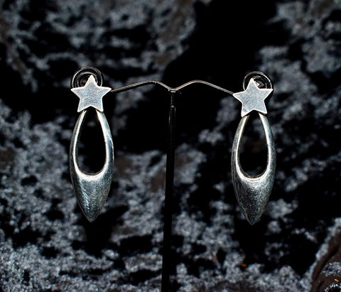 Silver Star Drop Earrings