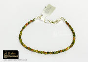 Unakite Jasper Micro Cut Bead Bracelet with Silver Charm Clasp