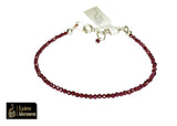 Garnet Micro Cut Bead Bracelet with Silver Charm Clasp