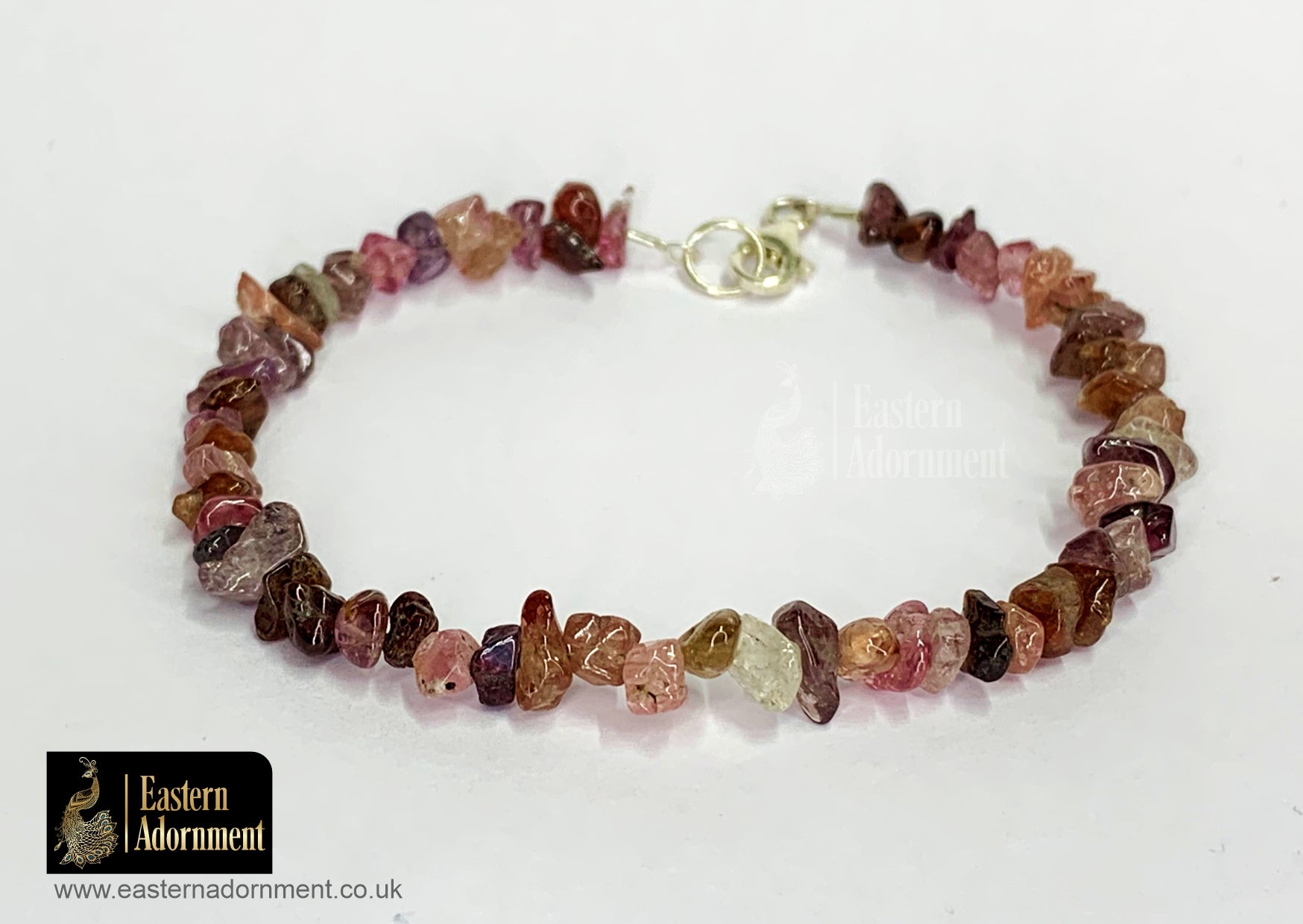 Pink Tourmaline Crystal Chip Bead Bracelet