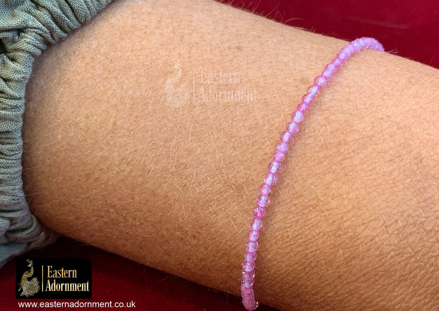 Pink Topaz Micro Cut Bead Bracelet