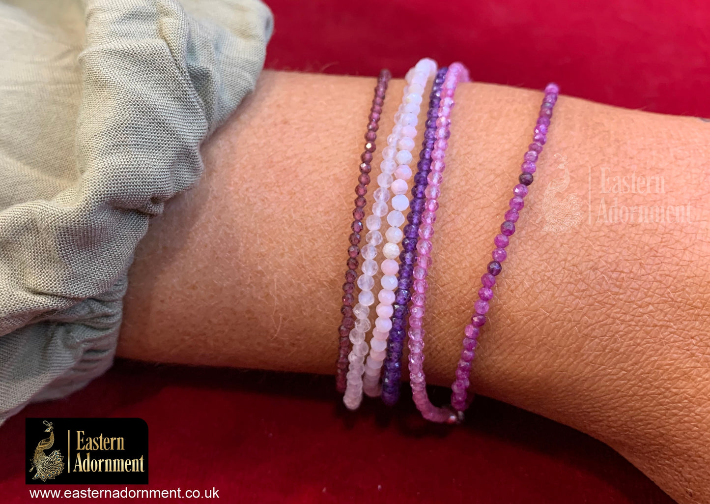 Pink Topaz Micro Cut Bead Bracelet