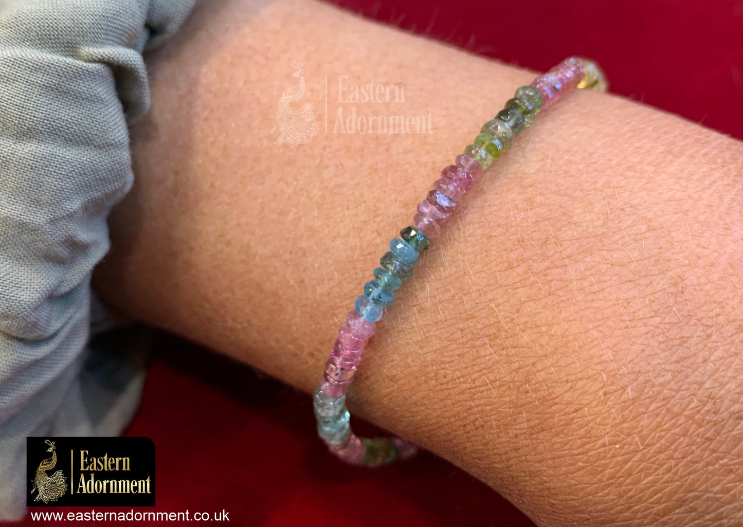 Mixed Tourmaline Micro Cut Bead Bracelet