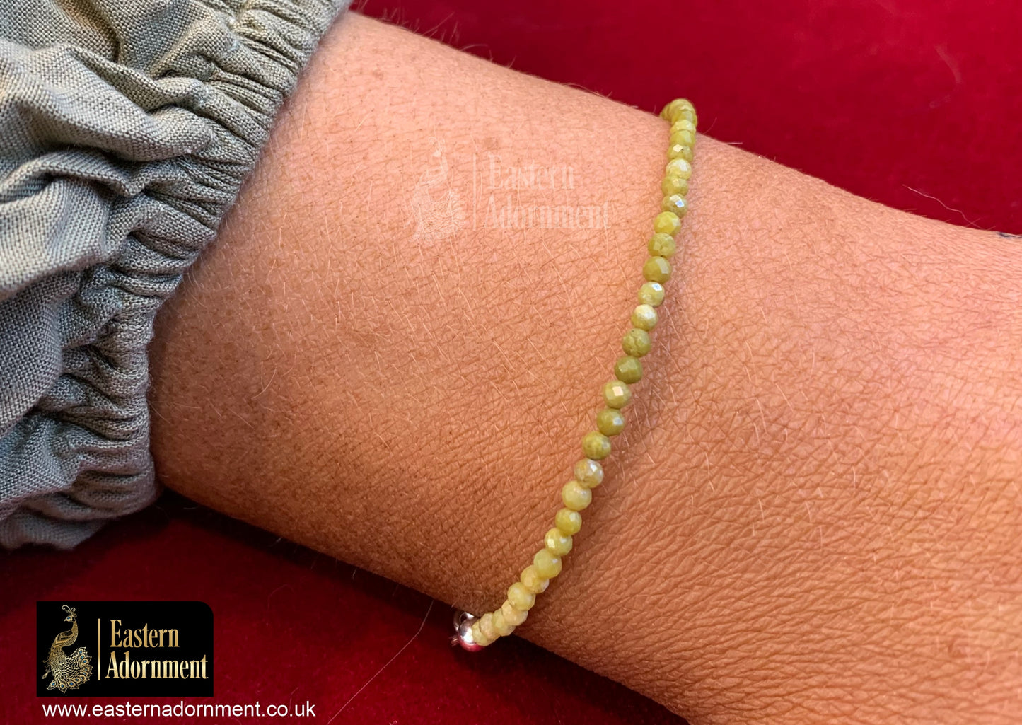 Green Opal Micro Cut Bead Bracelet